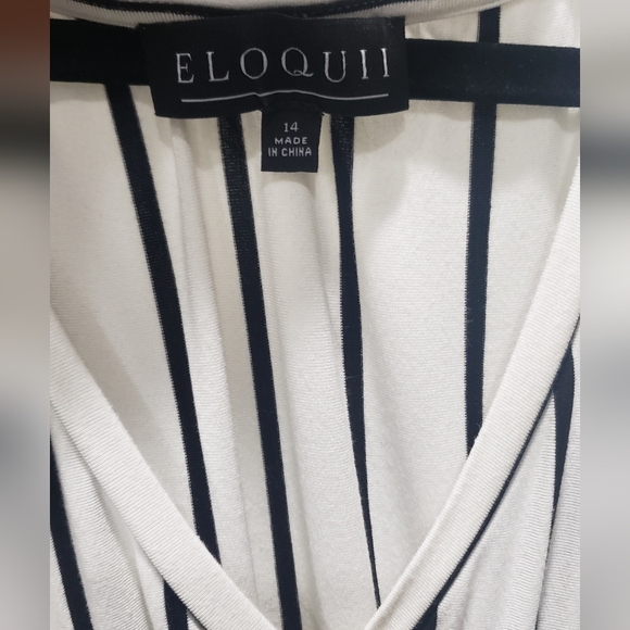 Eloquii Striped V-Neck Wrap Dress - Picture 2 of 7